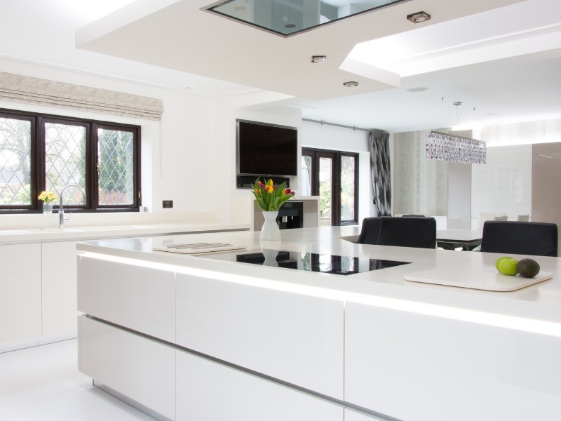 White Corian solid surface kitchen units