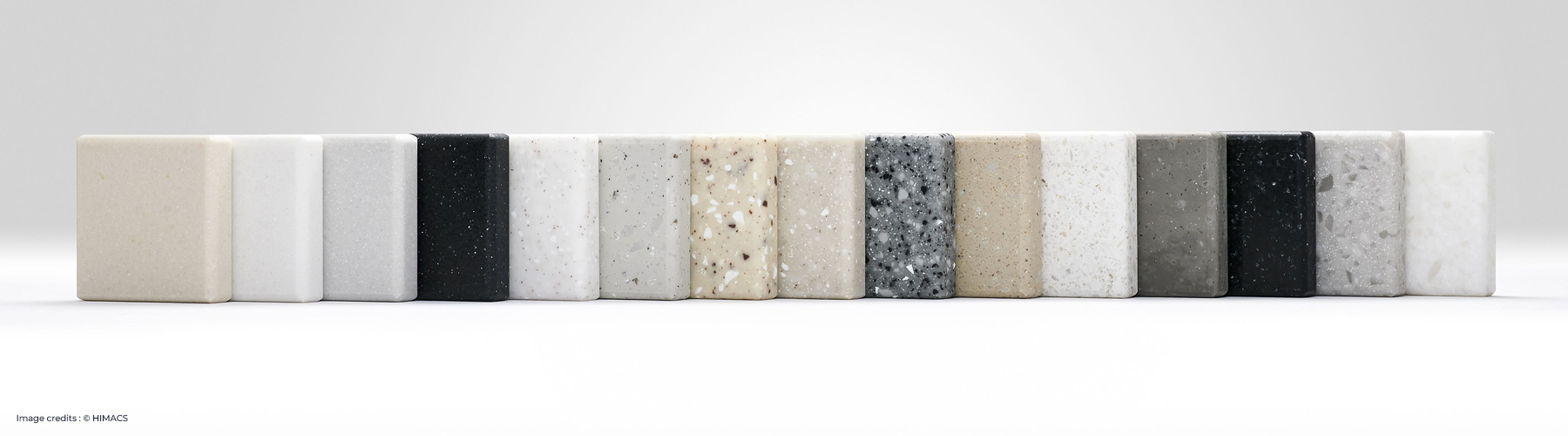 Collection of worktops samples if different colours