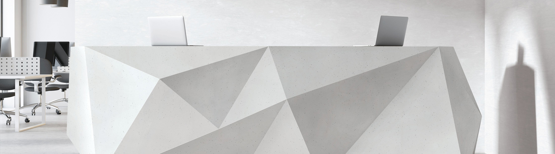 Hanex material used on a reception desk