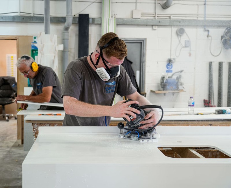 a worktop being fabricated